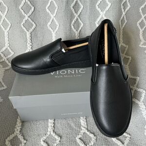 Vionic Pro Mahoney Avery Women's Black Leather Slip-On Water-Resistant Shoes